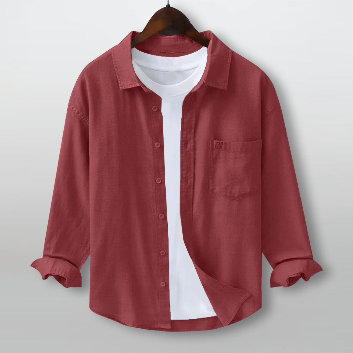 FINE LINEN SHIRTS FOR MEN (Full Sleeves)-Red