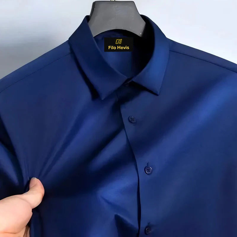 Men's Satin Lycra Formal Shirt | Royal Blue