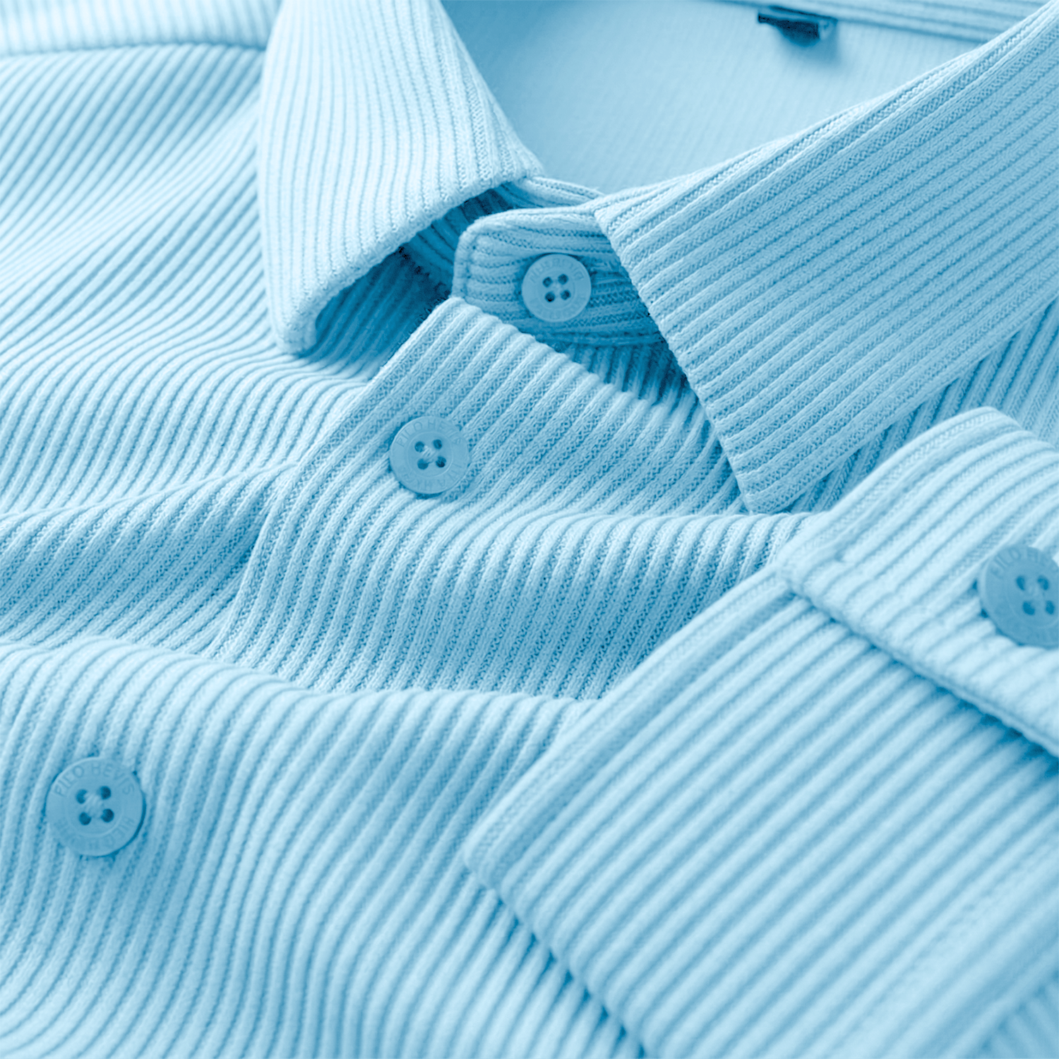 Corduroy Inspired Self-Cord Casual Shirts for Men Blended Fabric - Sky