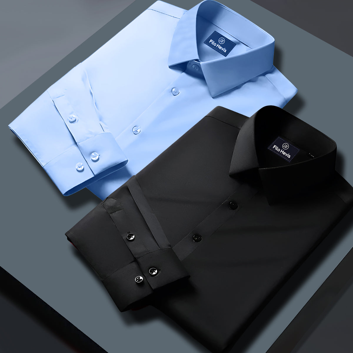 Combo of 2 Formal shirts Sky Blue & Black Colour
