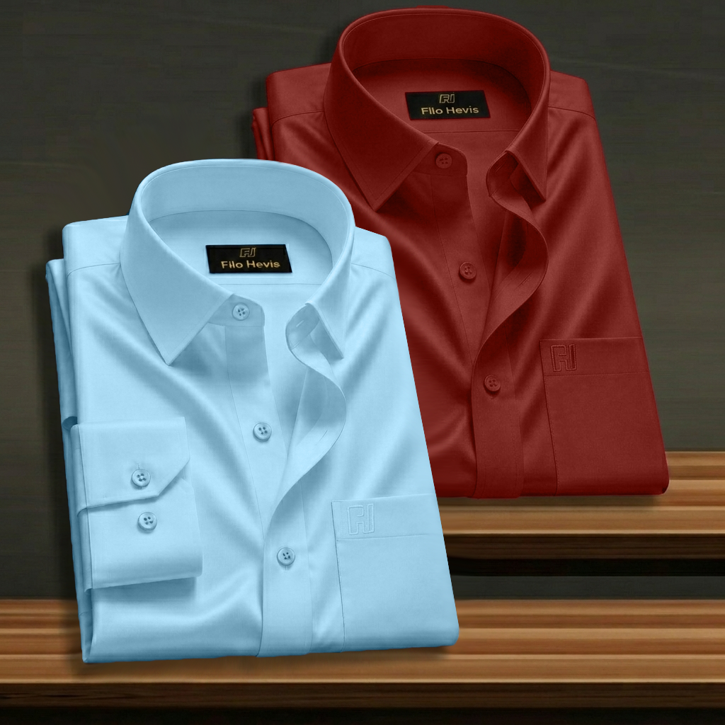 Combo of 2 Formal shirts Sky Blue & Maroon Colour My Store