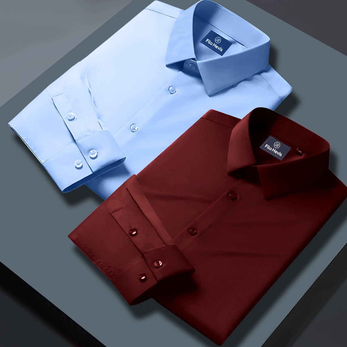 Combo of 2 Formal shirts Sky Blue & Maroon Colour