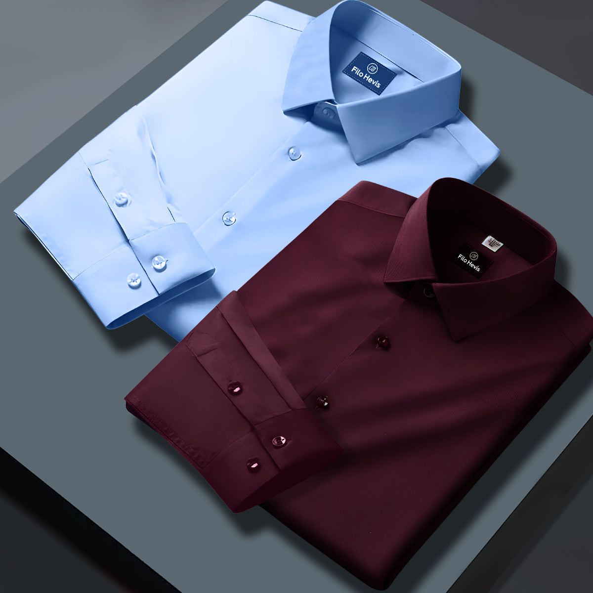 Combo of 2 Formal shirts Sky Blue & Wine Colour