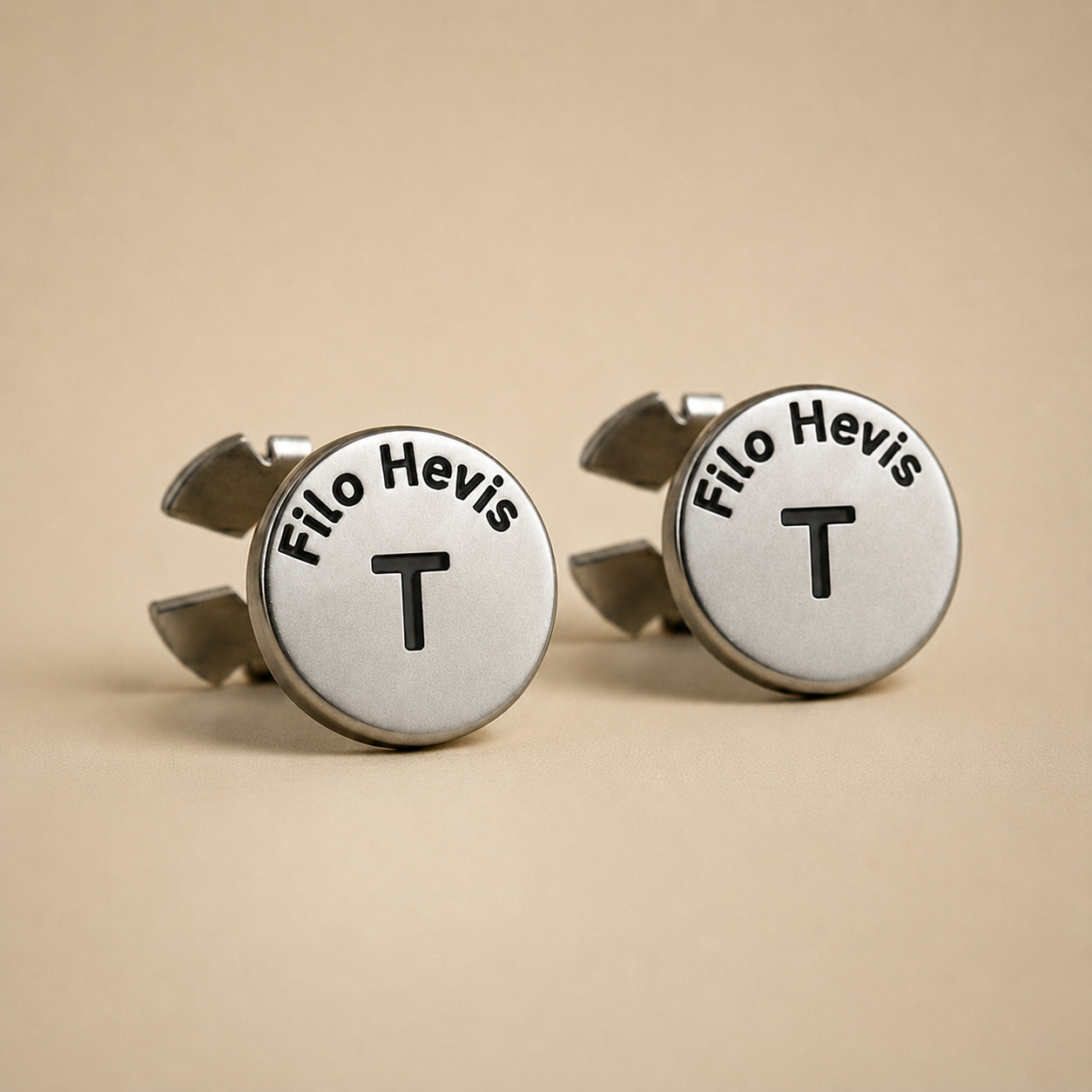 Filohevis Personalised Silver Initial Cufflinks – T | Engraved Letter Unisex Metal Cufflinks | Formal Shirt Accessory (1 Pair)