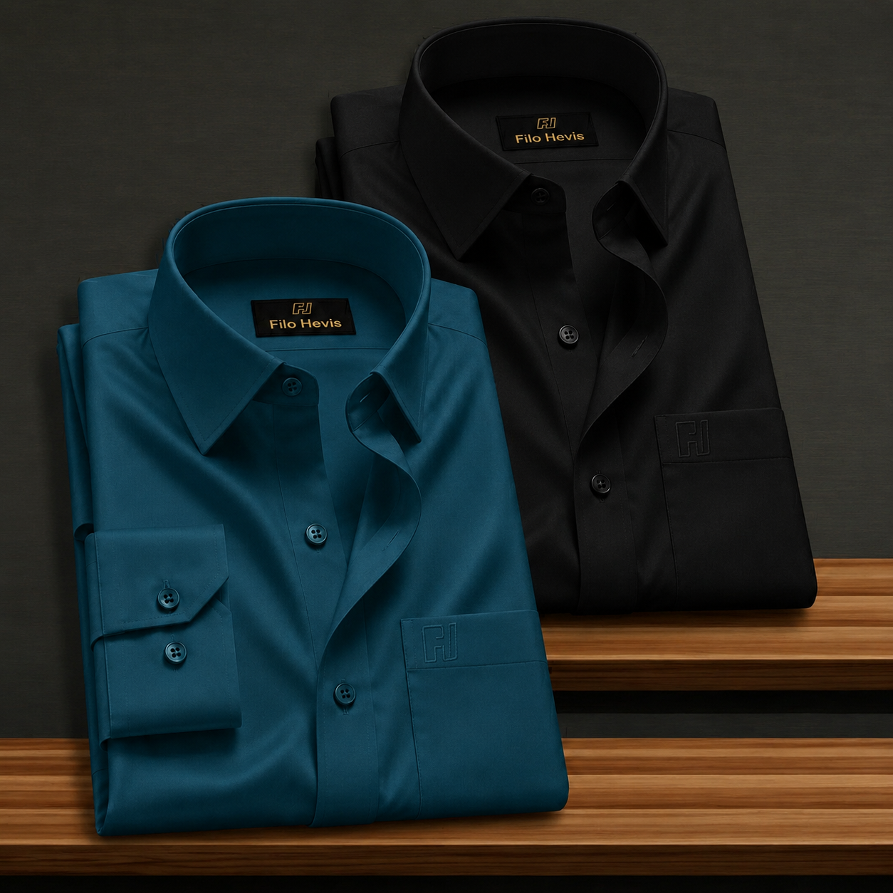 Combo of 2 Formal shirts Black & Teal Blue Colour My Store