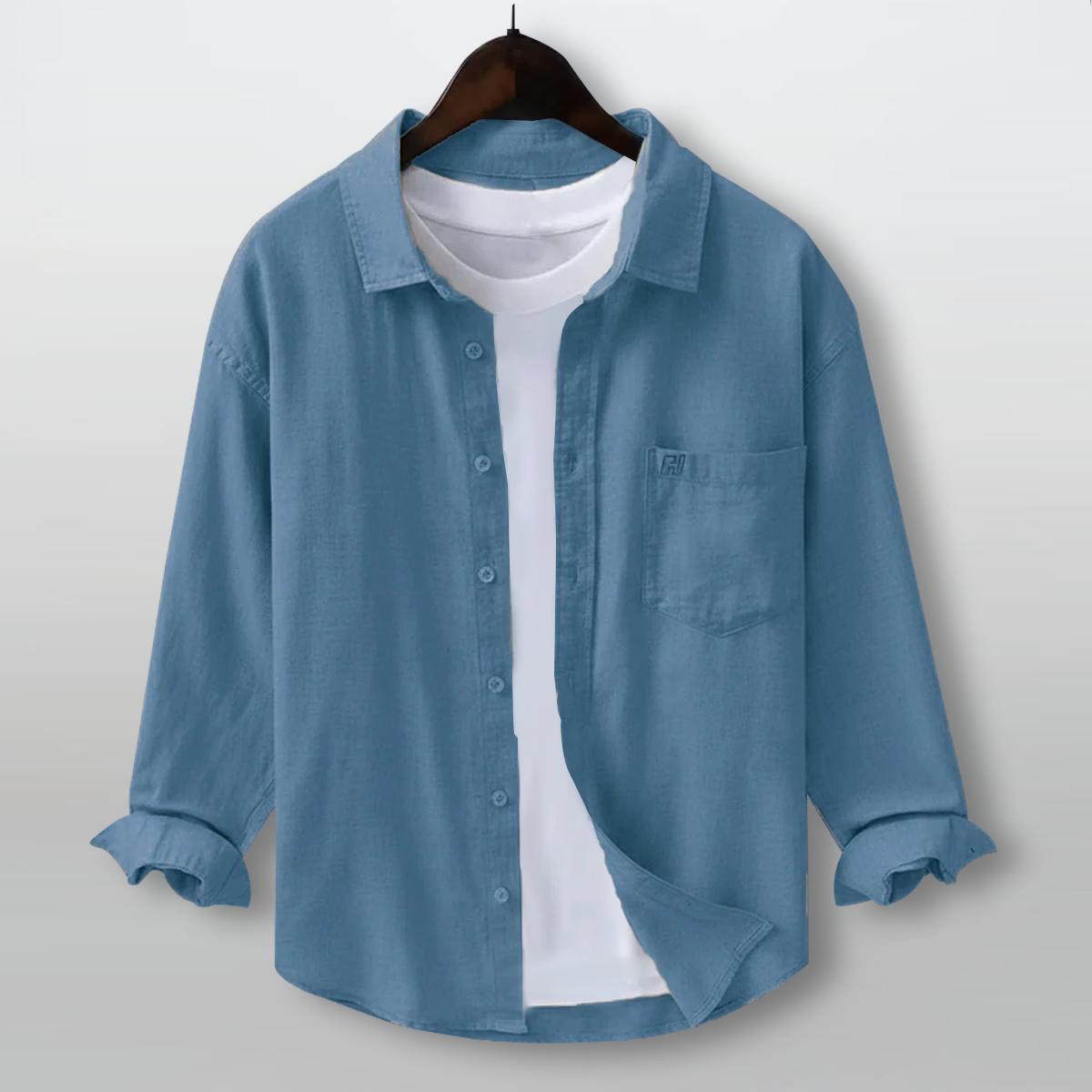 FINE LINEN SHIRTS FOR MEN (Full Sleeves)-Teal Blue