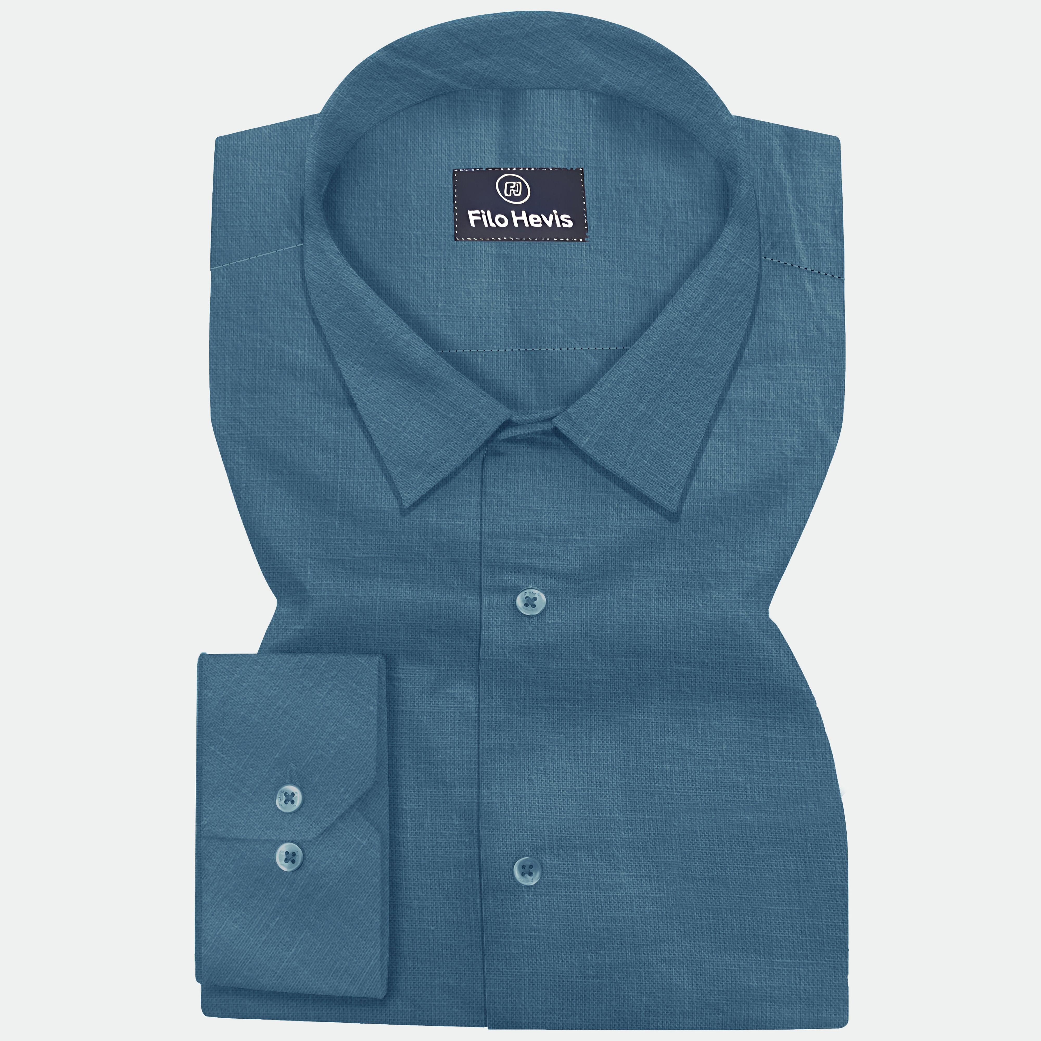 FINE LINEN SHIRTS FOR MEN (Full Sleeves)-Teal Blue