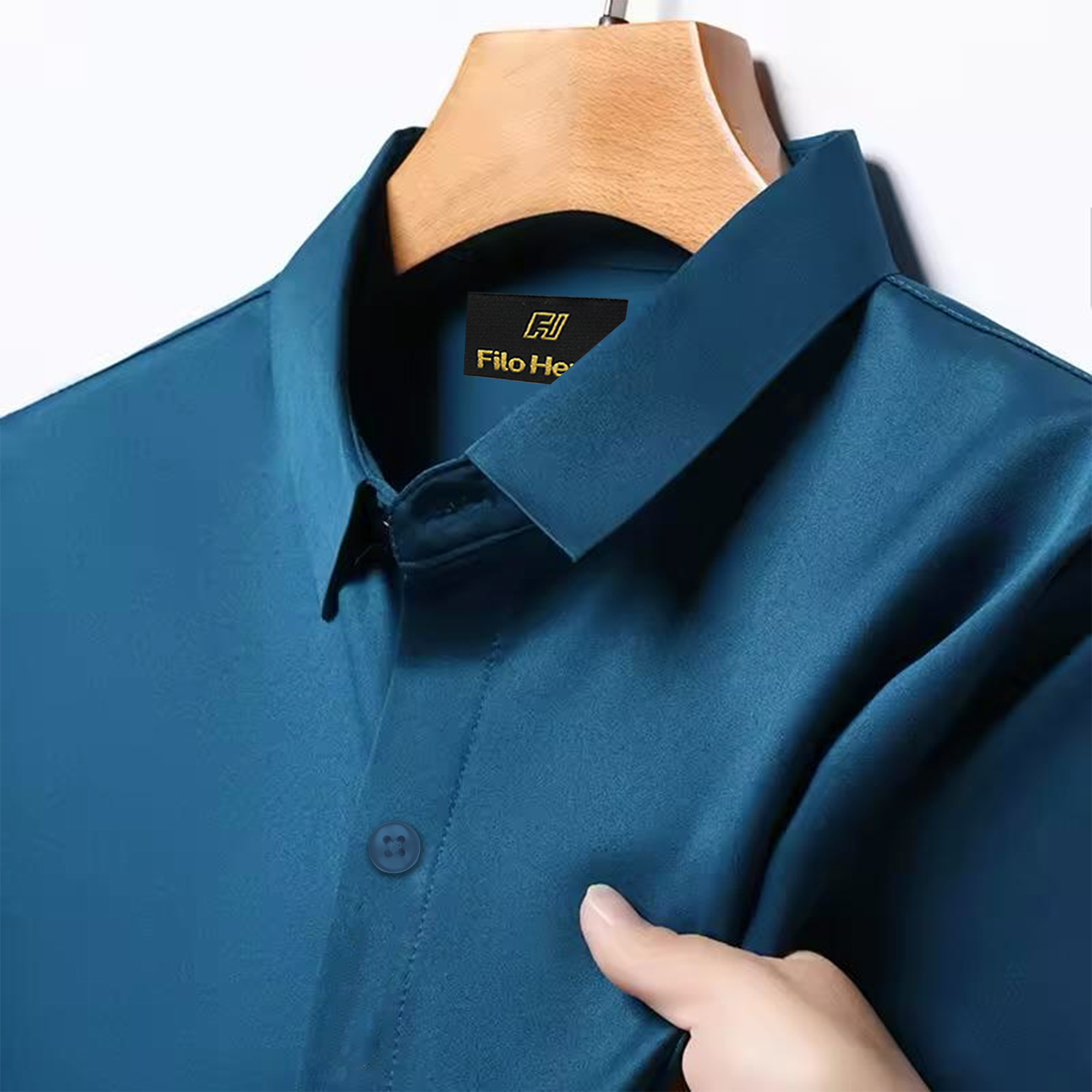 Japanese Lycra Premium Stretch Shirt–Lavender Mist | Ultra-Smooth Formal Fit | Teal Blue