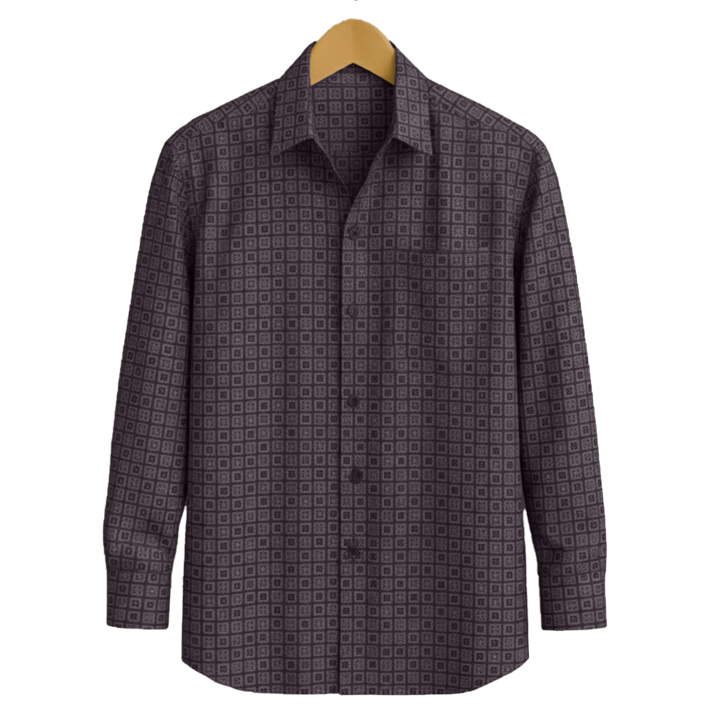 PRINTED SHIRTS | FORMAL & CASUAL SHIRTS FOR MEN | FILO HEVIS GEOMETRIC PRINTS SHIRT COLLECTION-Brown