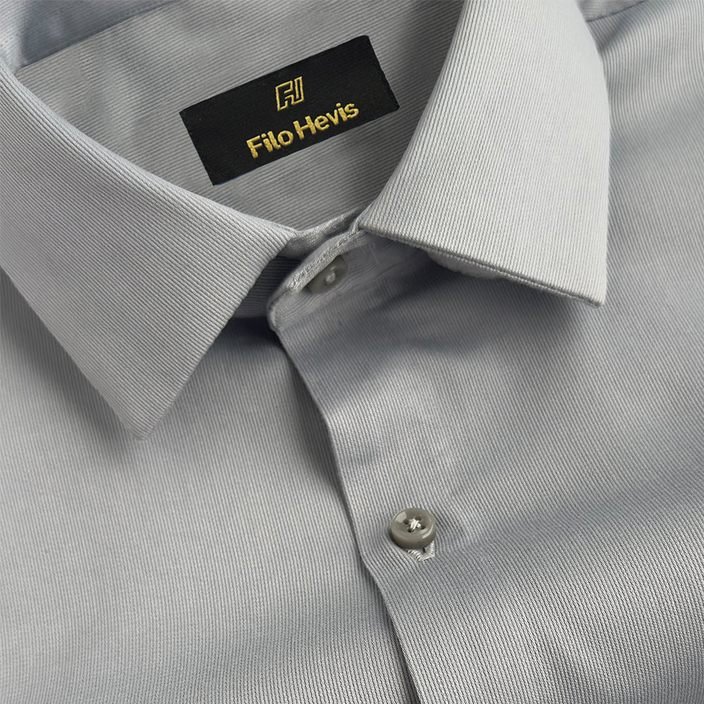 HYCROSS SELF-STRUCTURED FORMAL LYCRA SHIRT- GREY