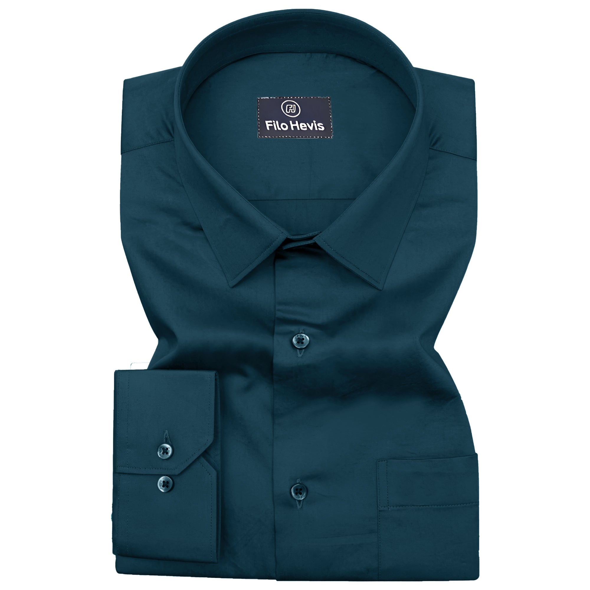 PLATINUM COTTON SATIN FORMAL SHIRT FOR MEN (Single Pocket)-Teal Blue