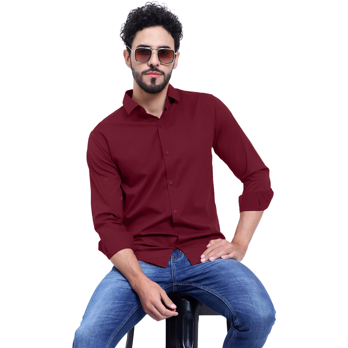 MENS FORMAL REGULAR FIT FULL SLEEVE SHIRT MAROON
