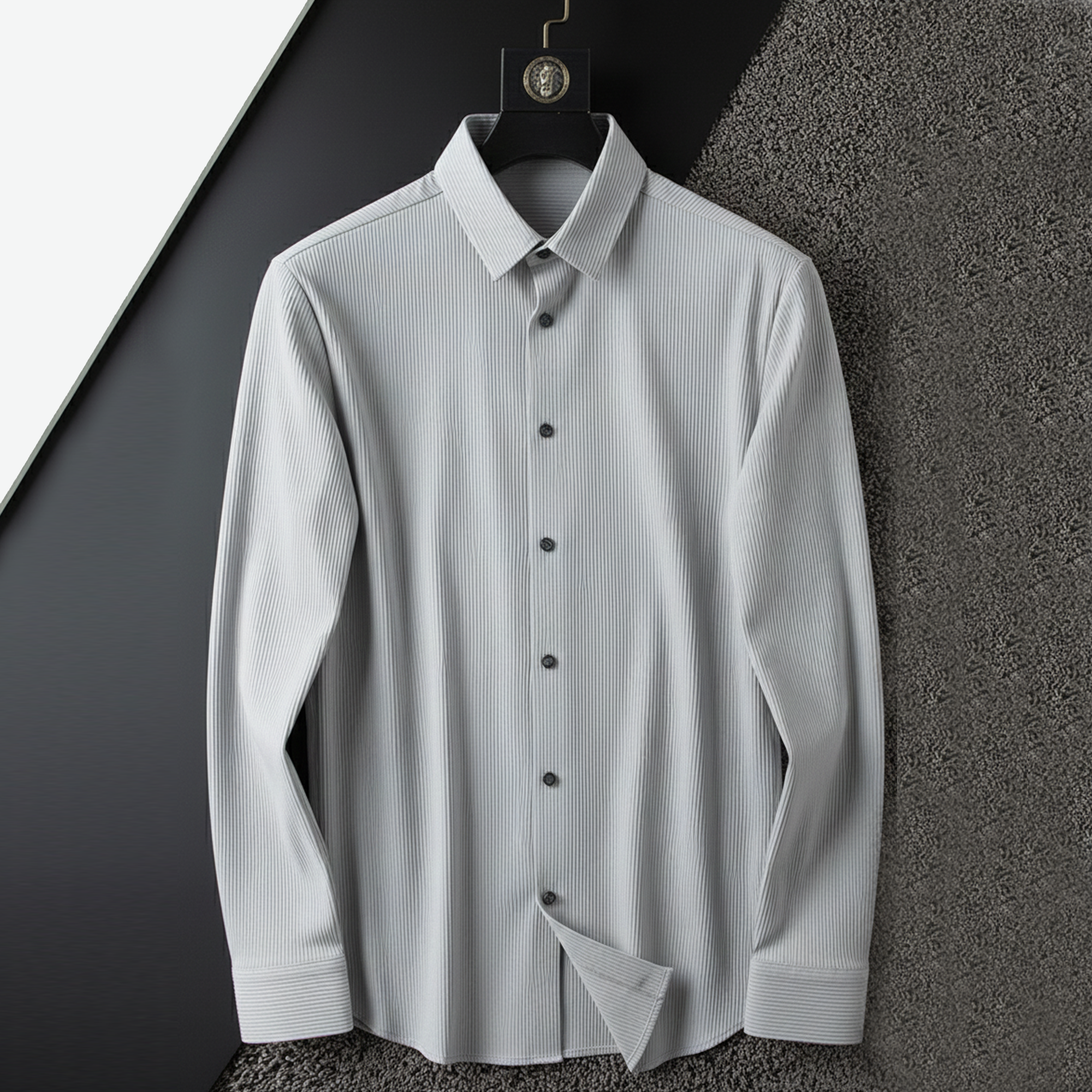 Self Cord Casual Shirts for Men Blended Fabric - Light Grey