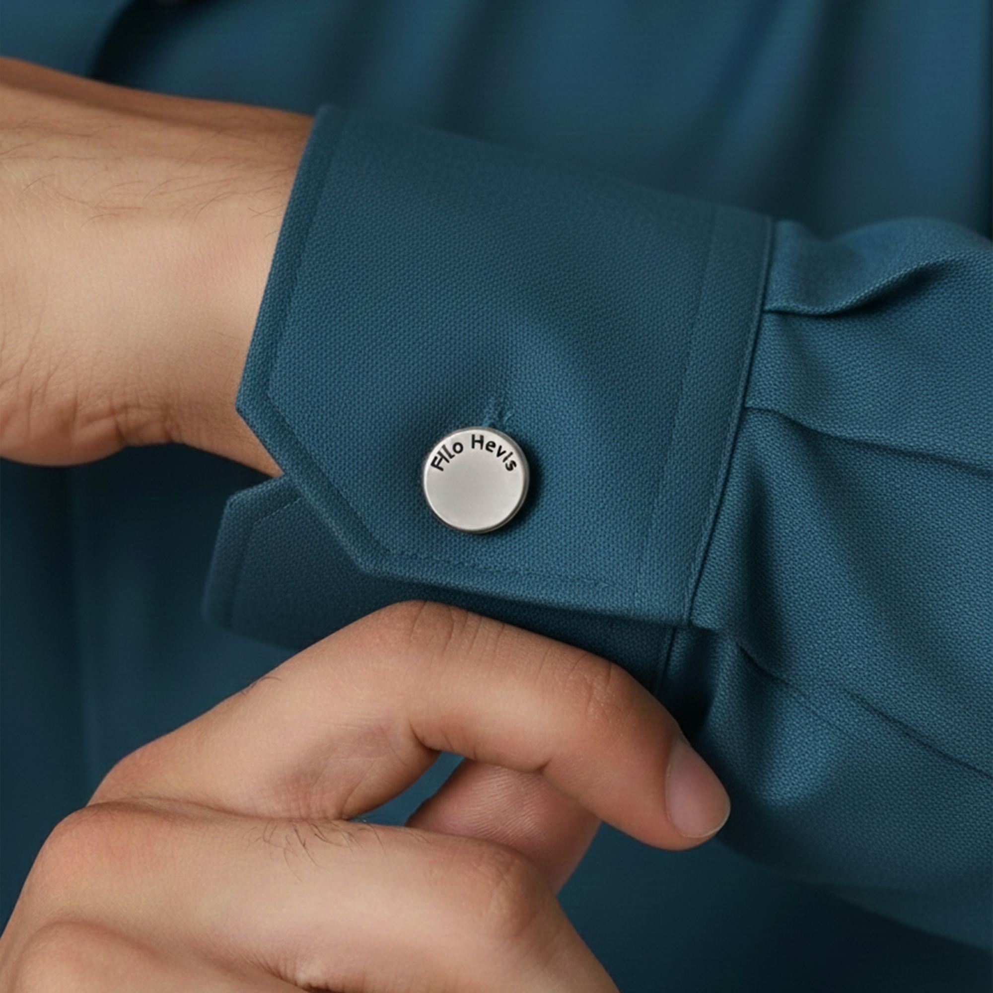 Filohevis Classic Silver Finish Engraved Cufflinks for Men | Premium Metal Formal Shirt Cufflinks For (1 Pair)