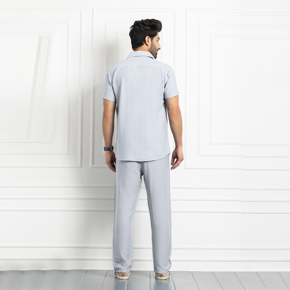 Men's Linen Shirt Co-ords Set- Light Grey
