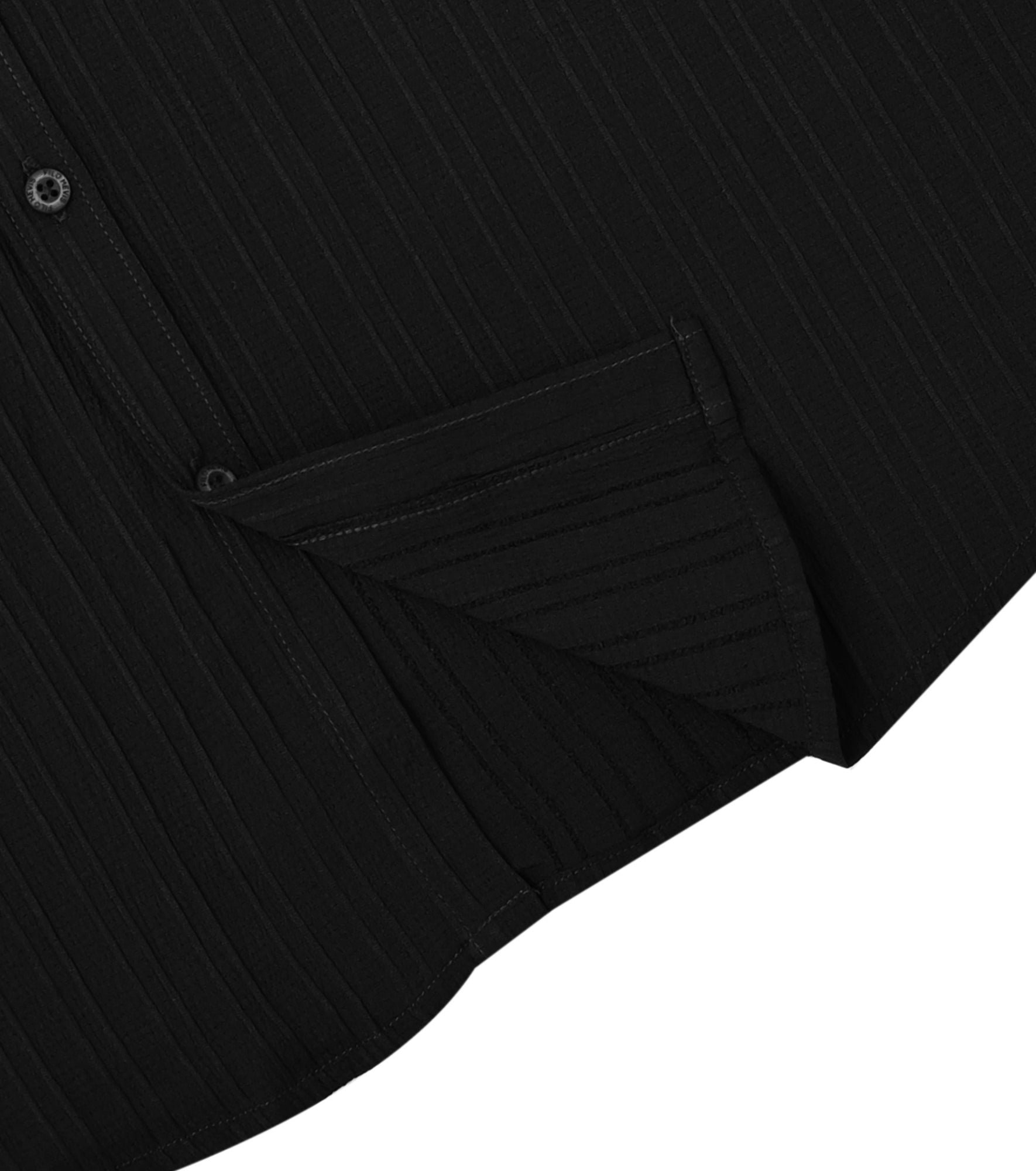 Men’s Textured Popcorn Half Sleeve Casual Shirt – Black