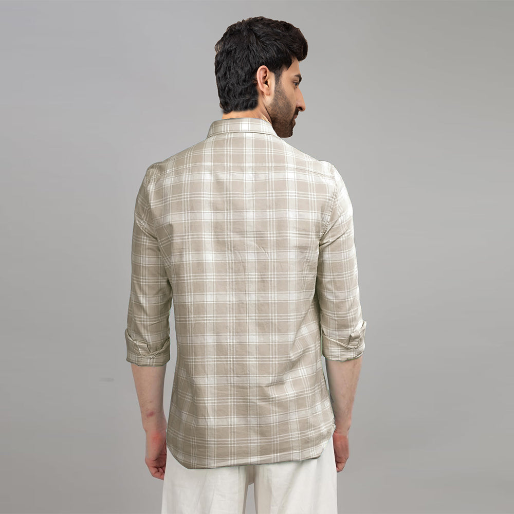 Light Brown Check Shirt for Men