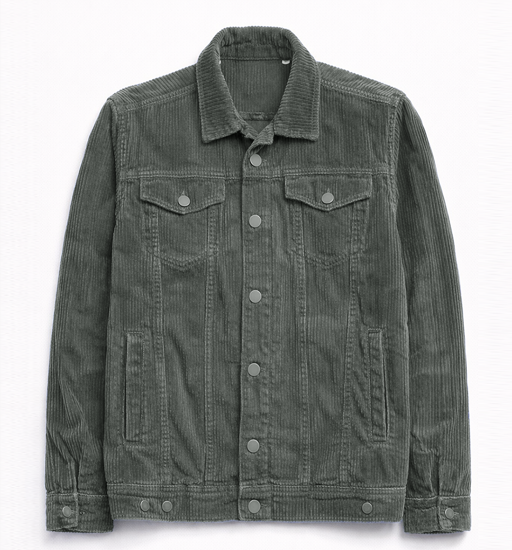 Men’s Dark Grey Corduroy Trucker Jacket