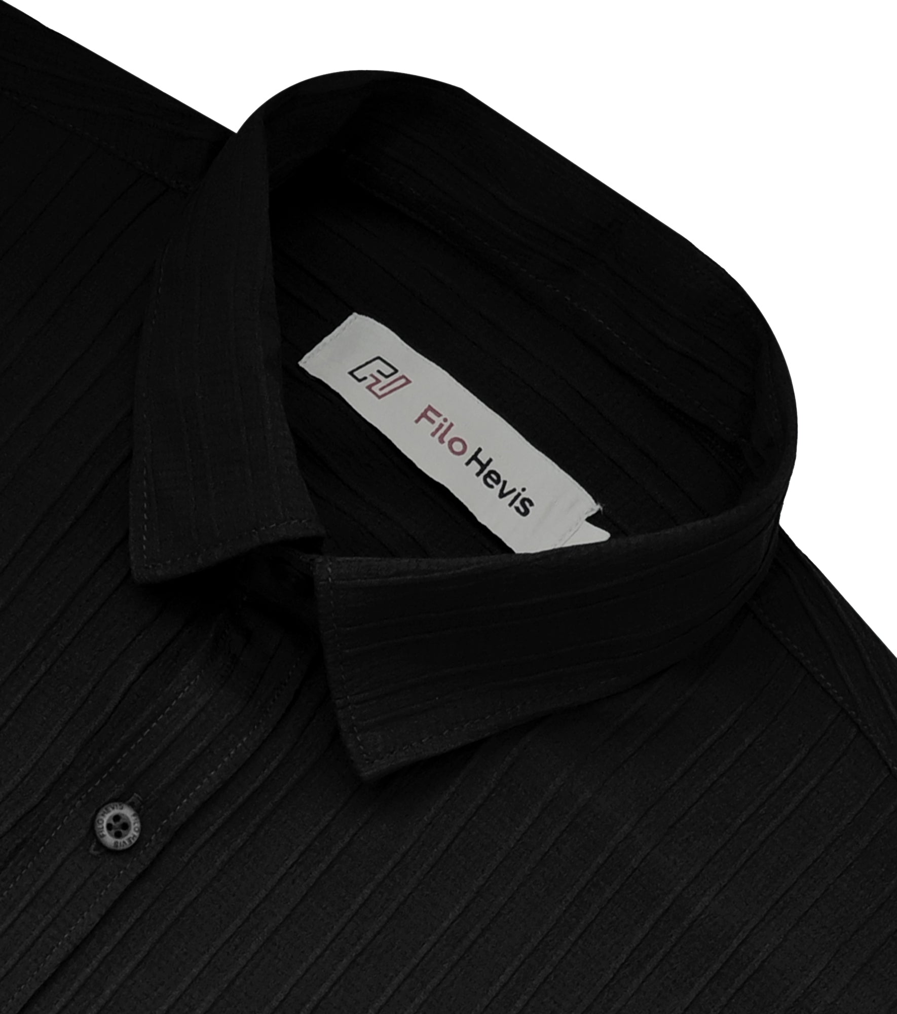 Men’s Textured Popcorn Half Sleeve Casual Shirt – Black