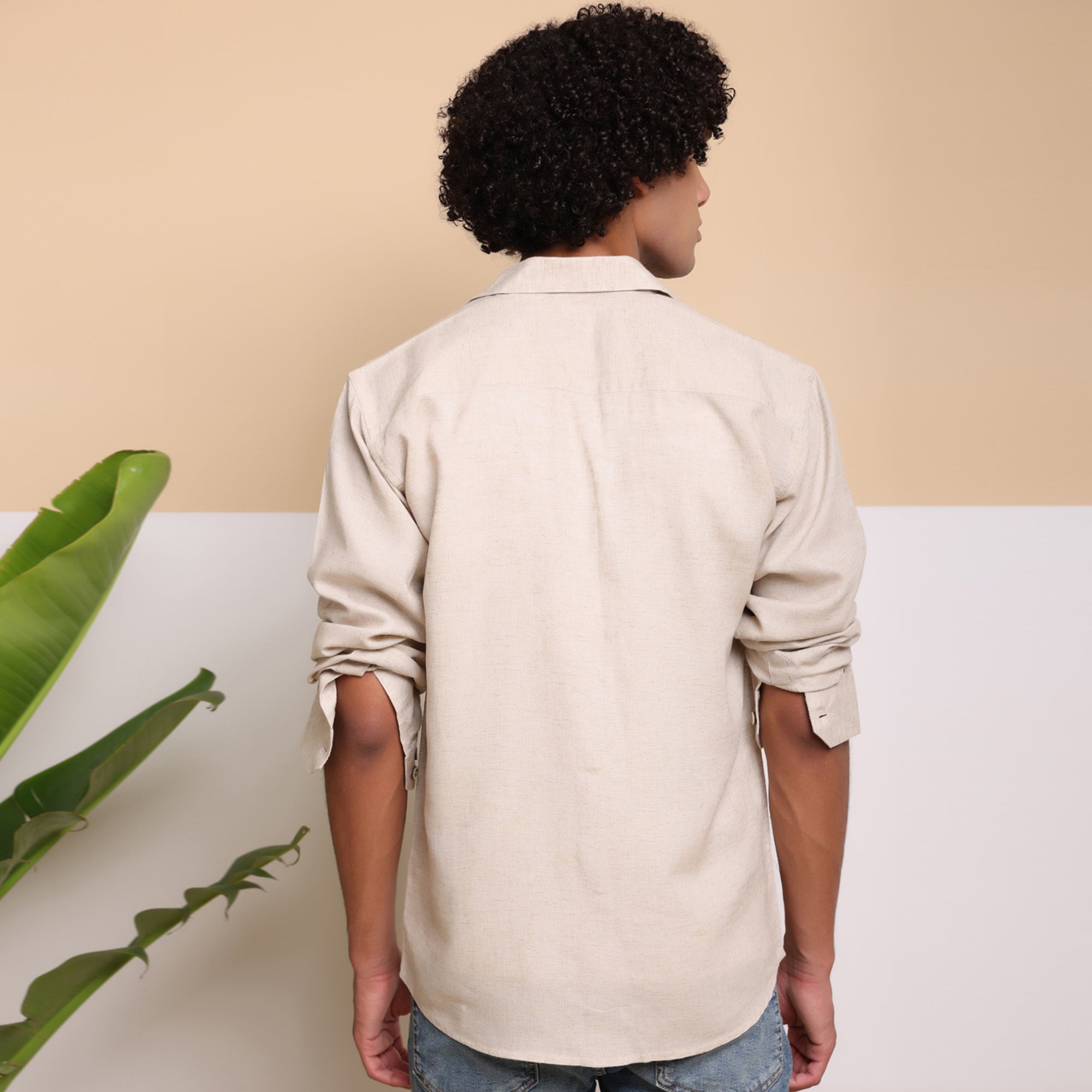 FINE LINEN SHIRTS FOR MEN (Full Sleeves)-Natural Beige