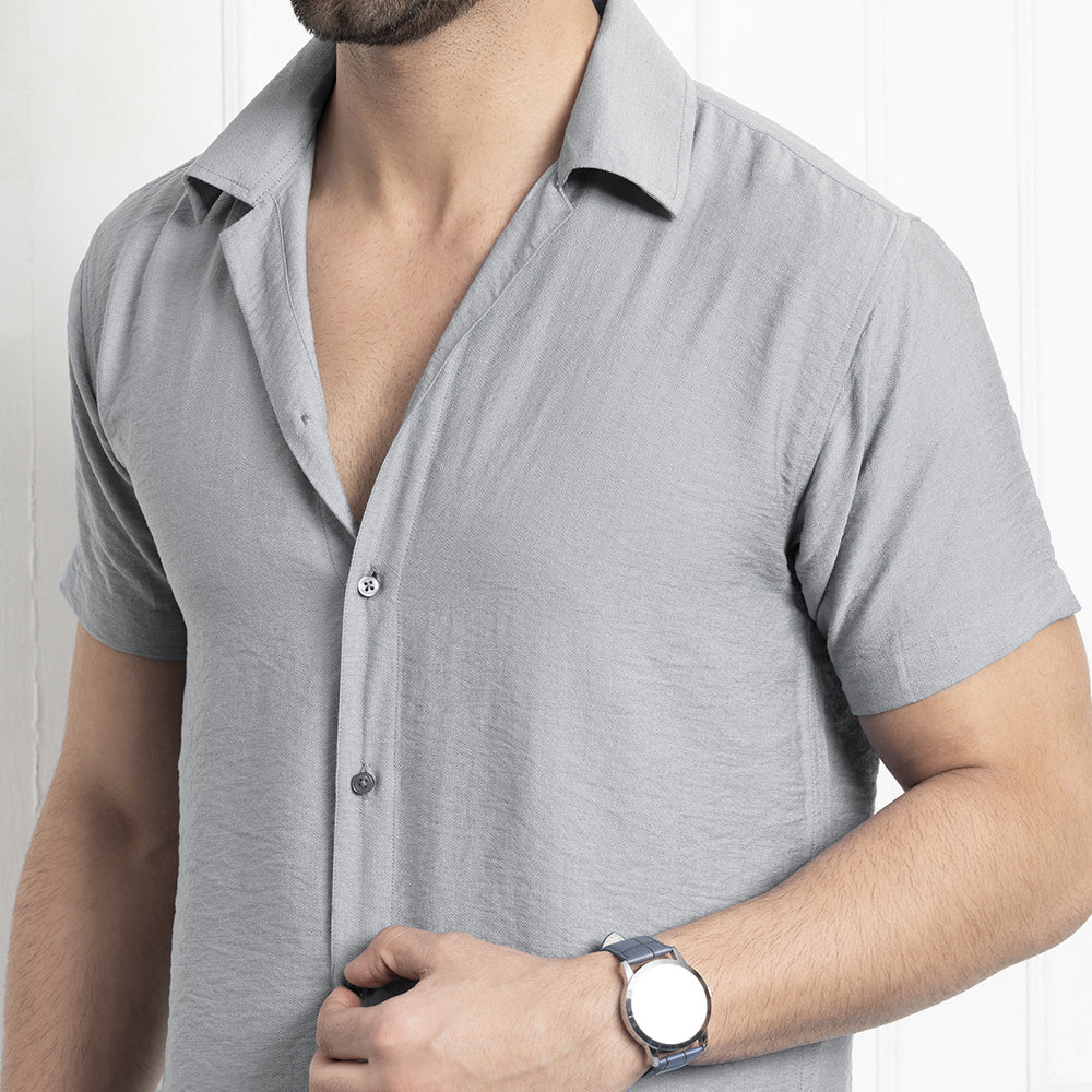 Men's Linen Shirt Co-ords Set- Light Grey