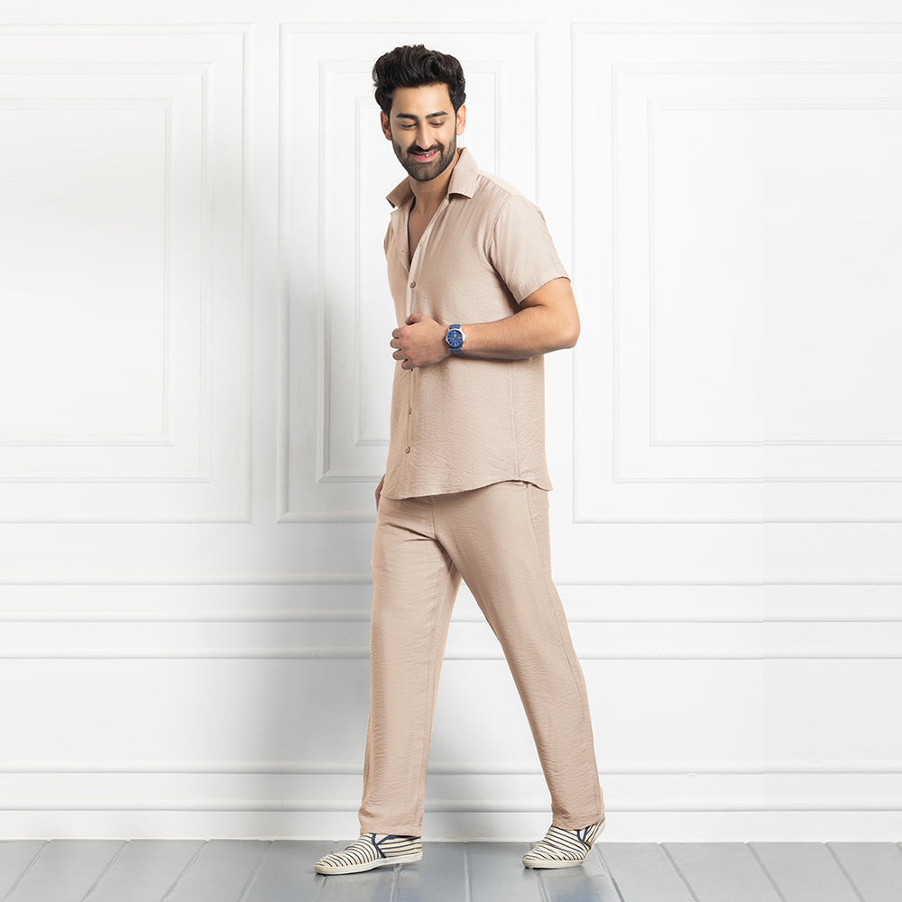 Beige Co ord Set Mens