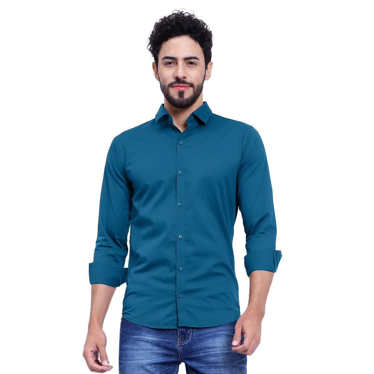 MENS FORMAL REGULAR FIT FULL SLEEVE SHIRT TEAL BLUE