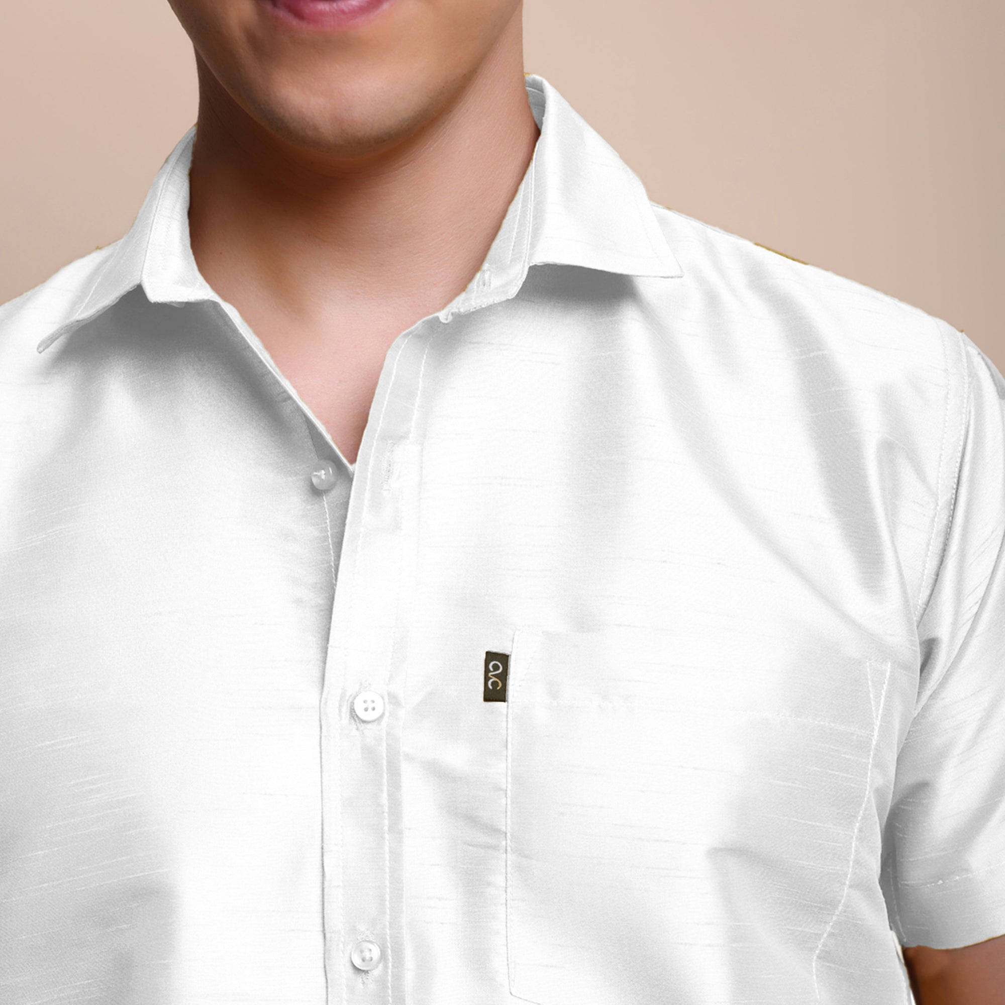Men's Ethnic Wear Silk Shirt (White)