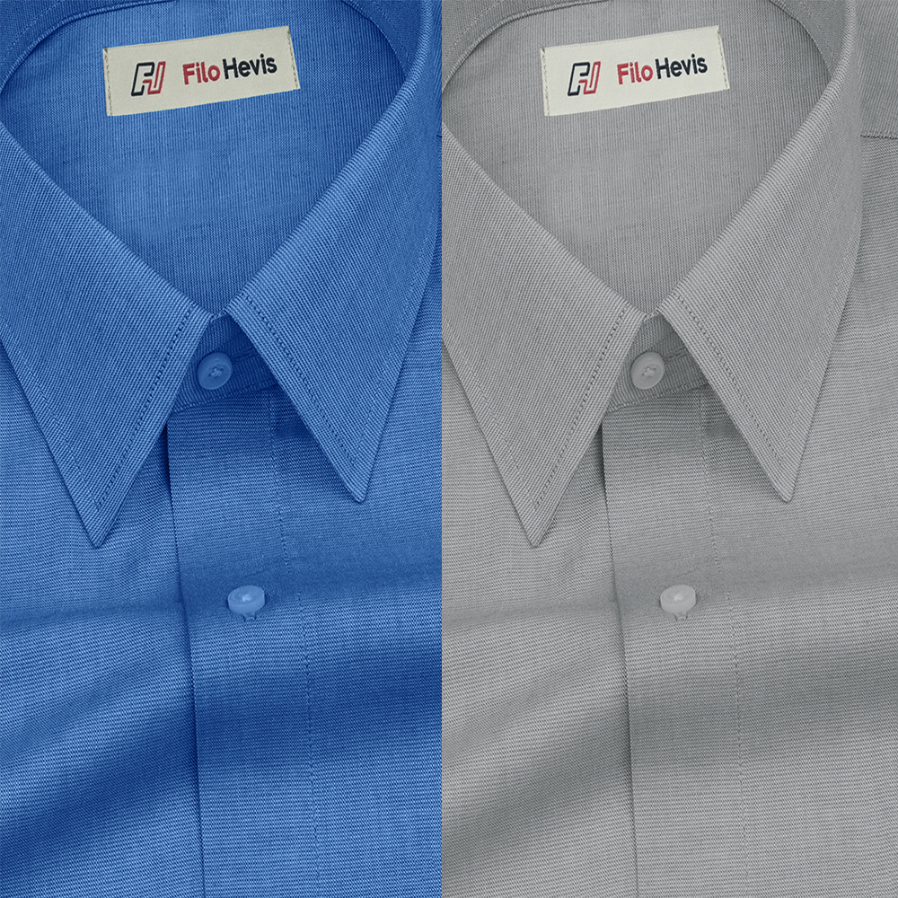 Combo of 2 Filafil Fabric Regular Fit Formal Shirts – Blue & Grey (Single Pocket)