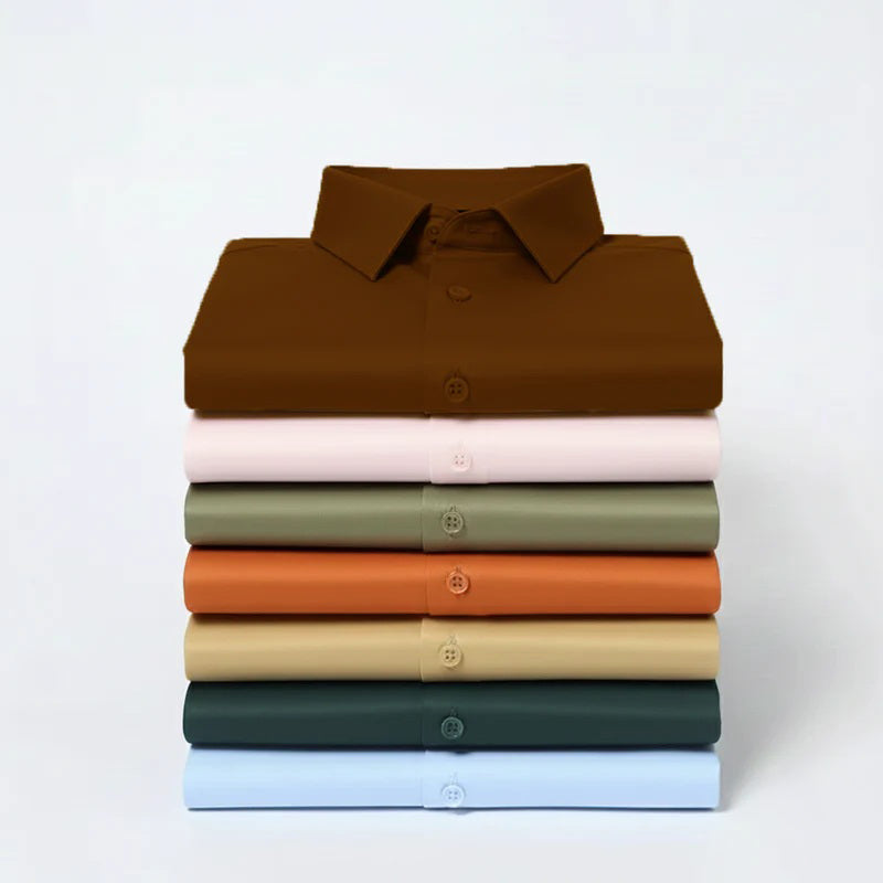 Men's Satin Lycra formal Full Sleeve shirt-Brown