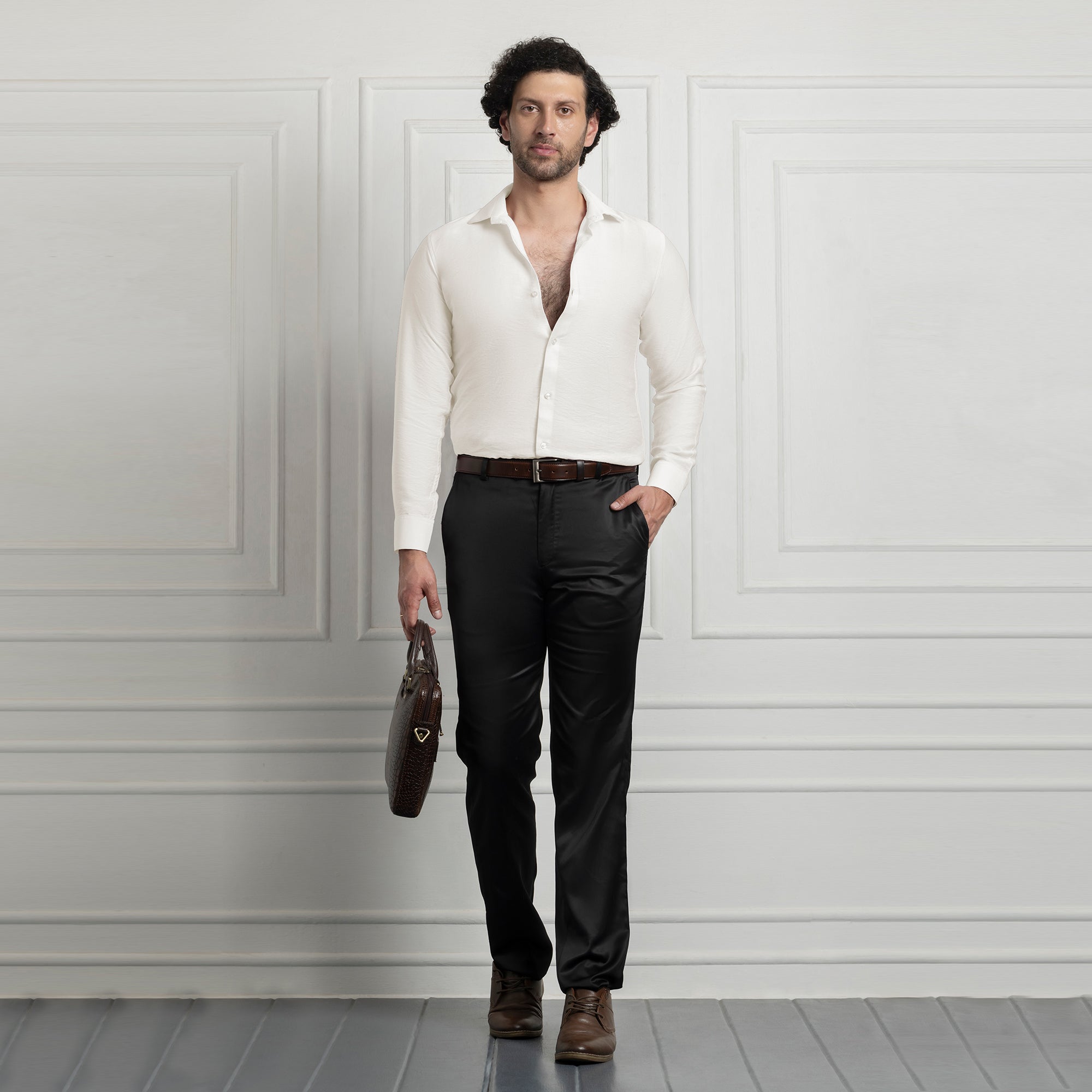 IMPORTED LINEN SHIRT FOR THE MODERN MEN | IRON FREE CASUAL (SYNTHETIC LINEN) SHIRT- White