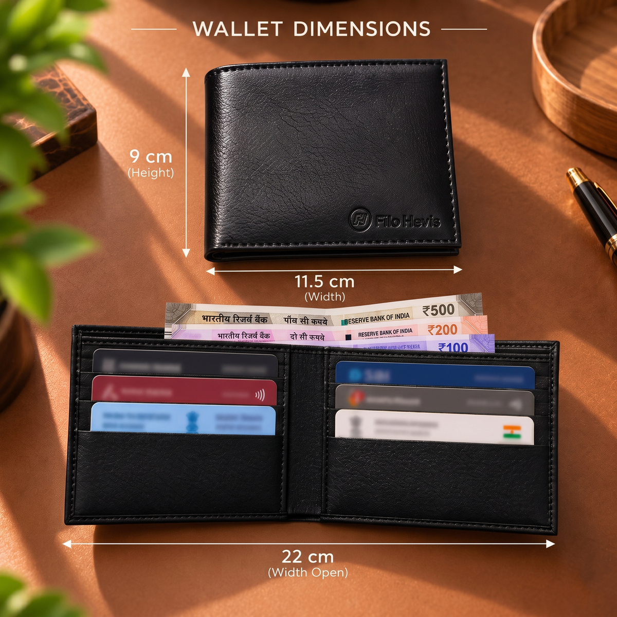 Black Wallet for Men | Stylish Bifold Wallet with Multiple Card Slots