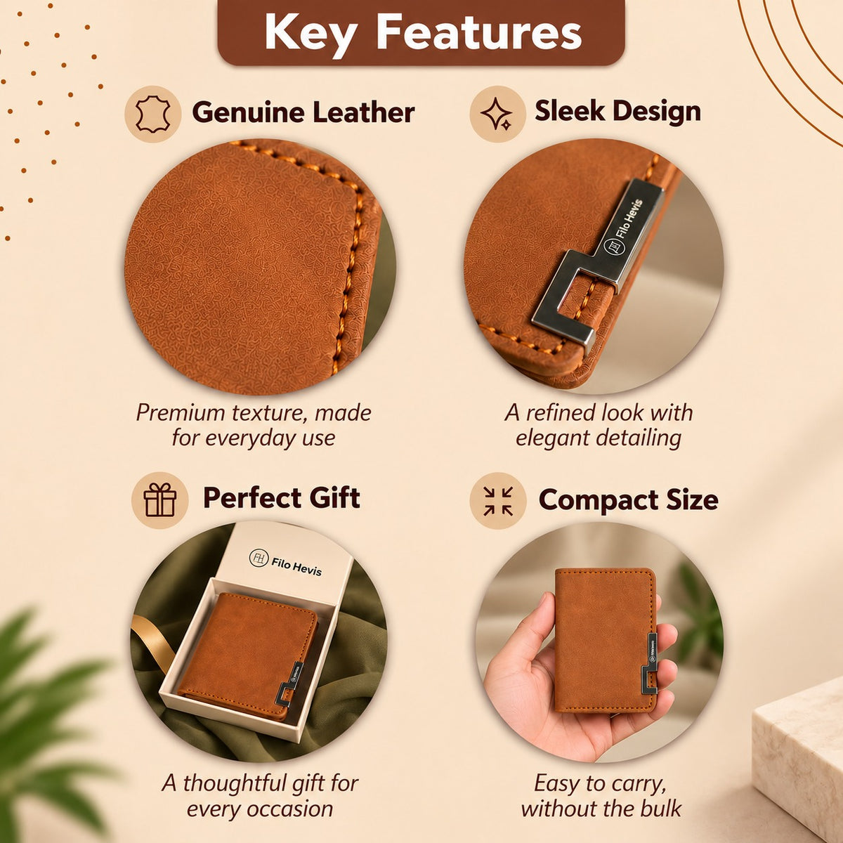 Wallet for Men | Textured Bifold Wallet with Zipper Coin Pocket & Card Slots