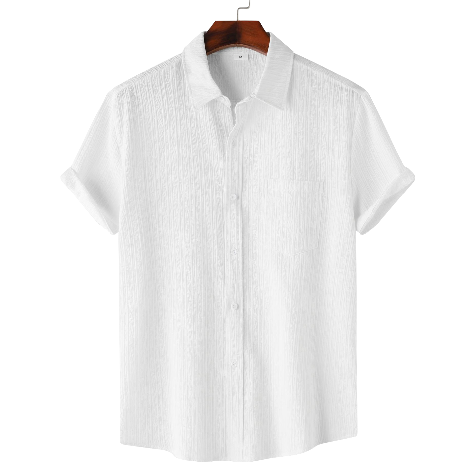 Men’s Textured Popcorn Half Sleeve Casual Shirt – White My Store