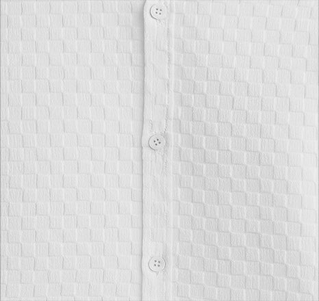 Men's Casual Checks Textured Popcorn Shirts- White