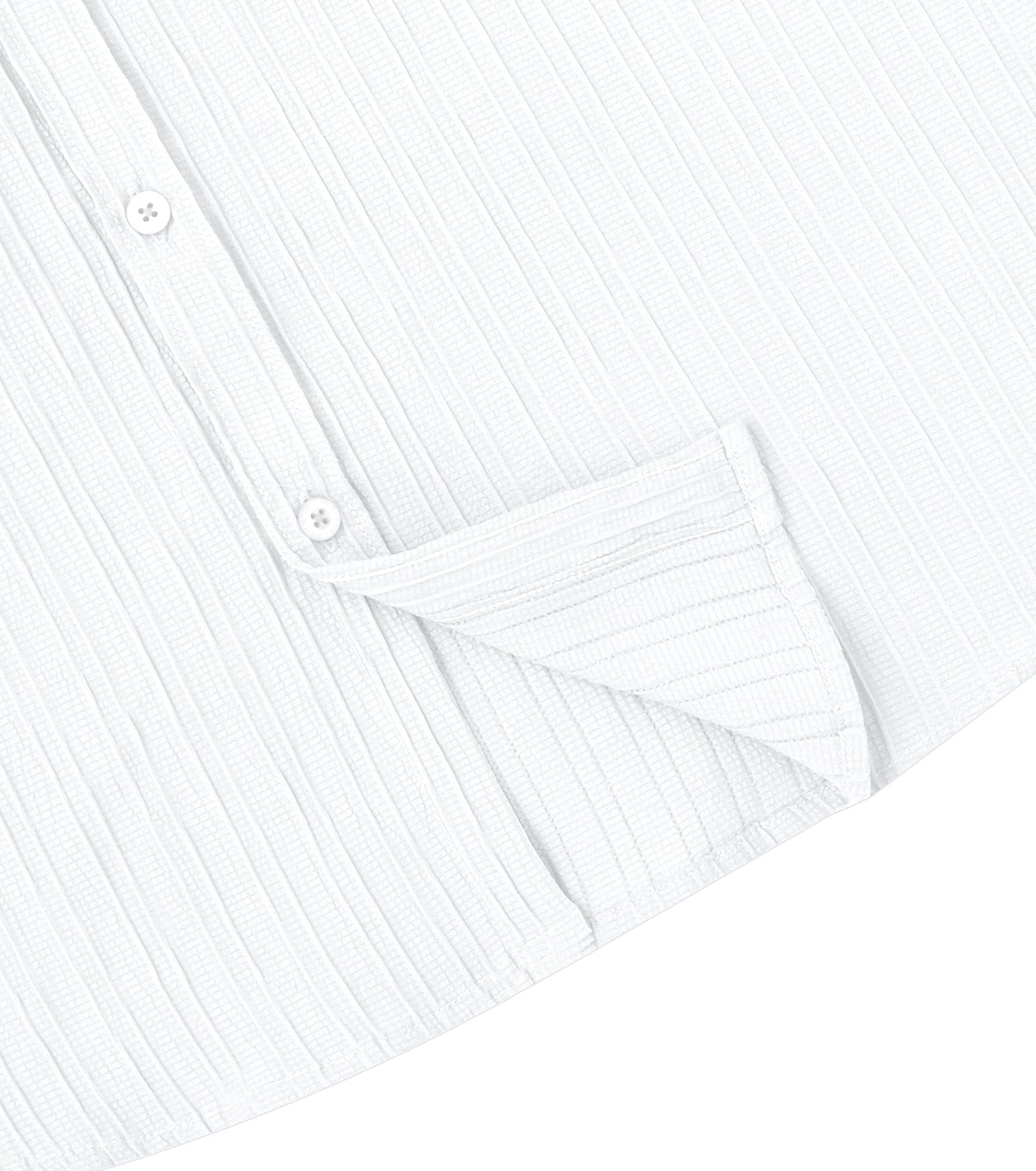 Men’s Textured Popcorn Half Sleeve Casual Shirt – White My Store