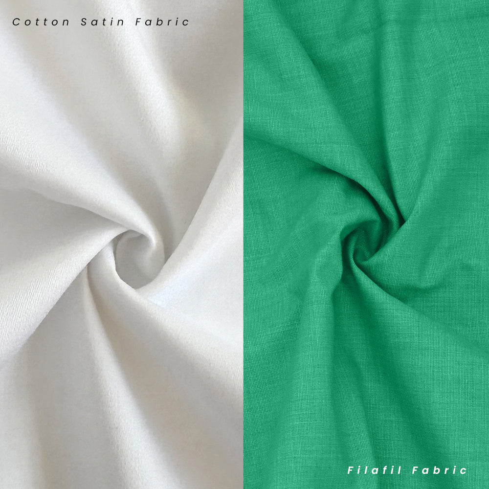 Cotton Satin White & Filafil Green- Classic Pocket Shirt Combo (Set of 2)
