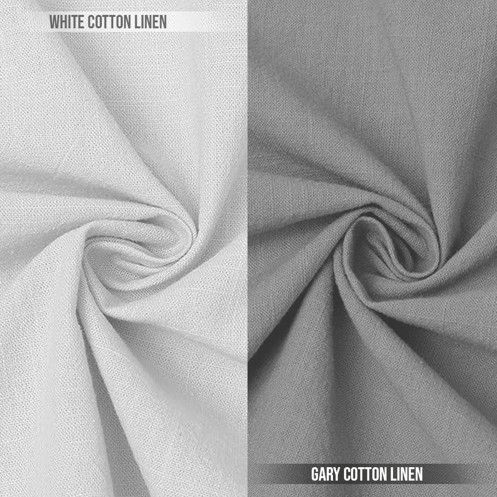 Pack of 2 | Men's Cotton-Linen Chinese Collar T-Neck Shirts | White & Gray Combo | Regular fit