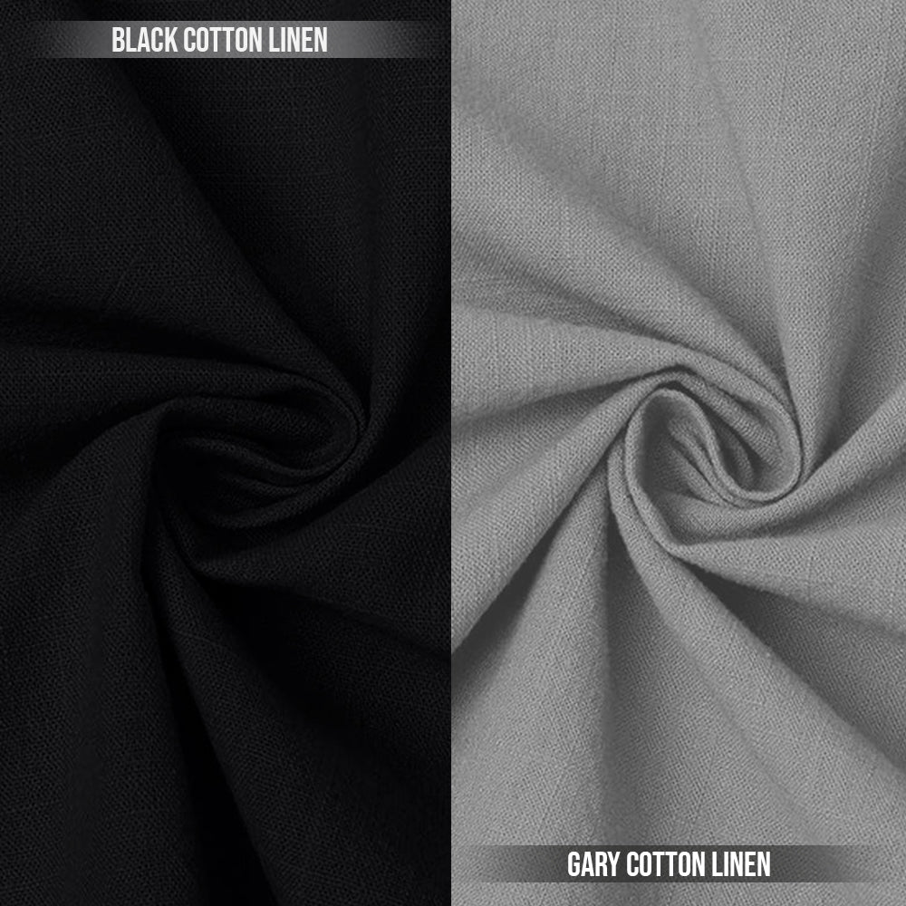 Pack of 2 | Men's Cotton-Linen Chinese Collar T-Neck Shirts | Black & Gray Combo | Regular fit