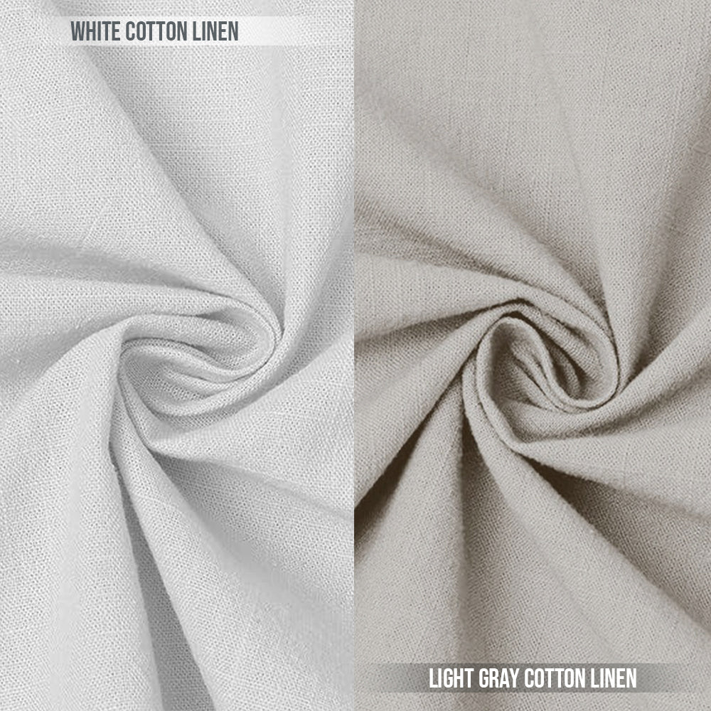 Pack of 2 | Men's Cotton-Linen Chinese Collar T-Neck Shirts | White & Light Gray Combo | Regular fit