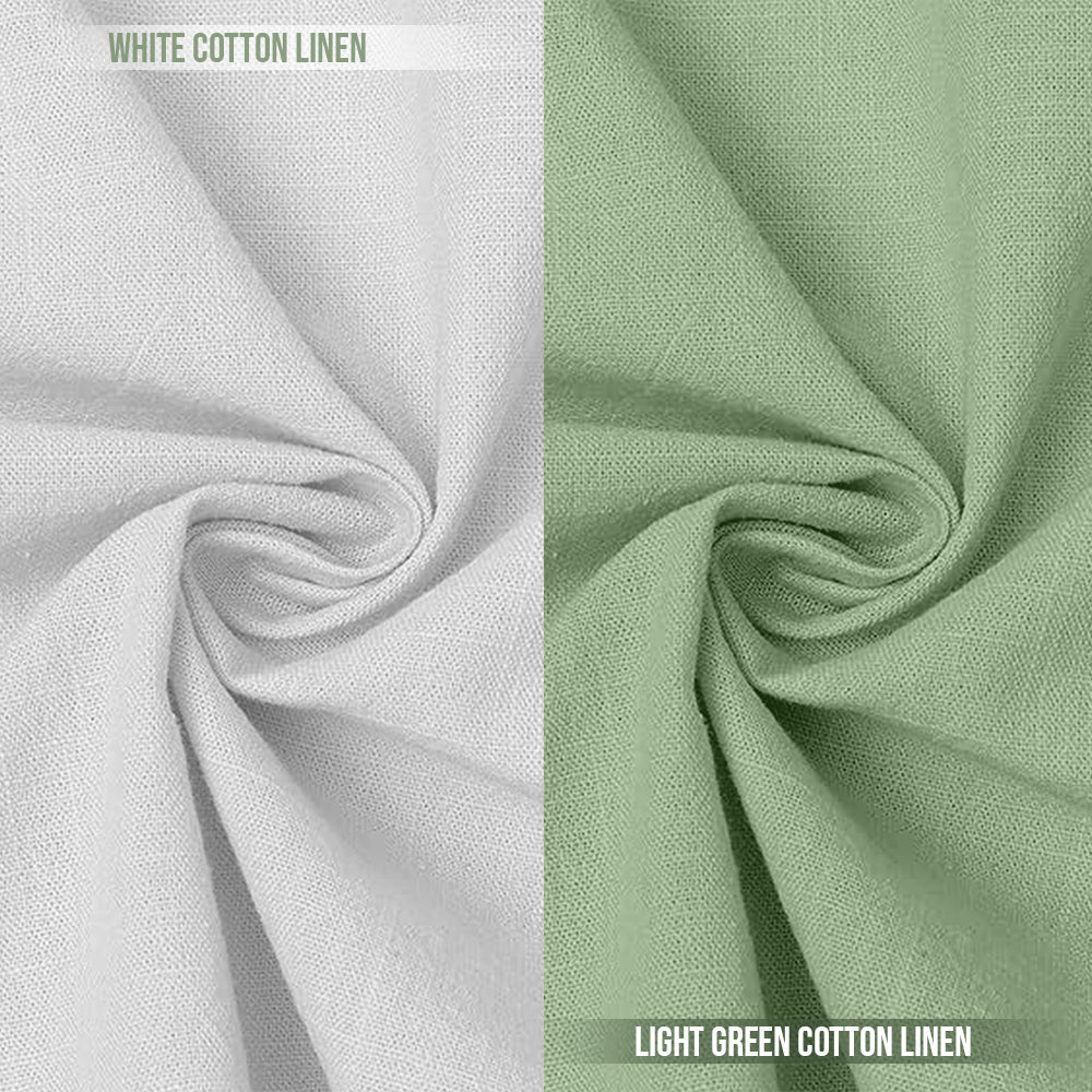 Pack of 2 | Men's Cotton-Linen Chinese Collar T-Neck Shirts | White & Light Green Combo | Regular fit