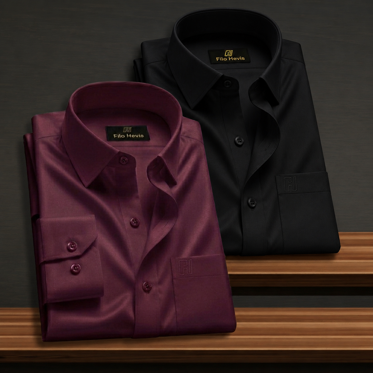 Combo of 2 Formal shirts Wine & Black Colour My Store