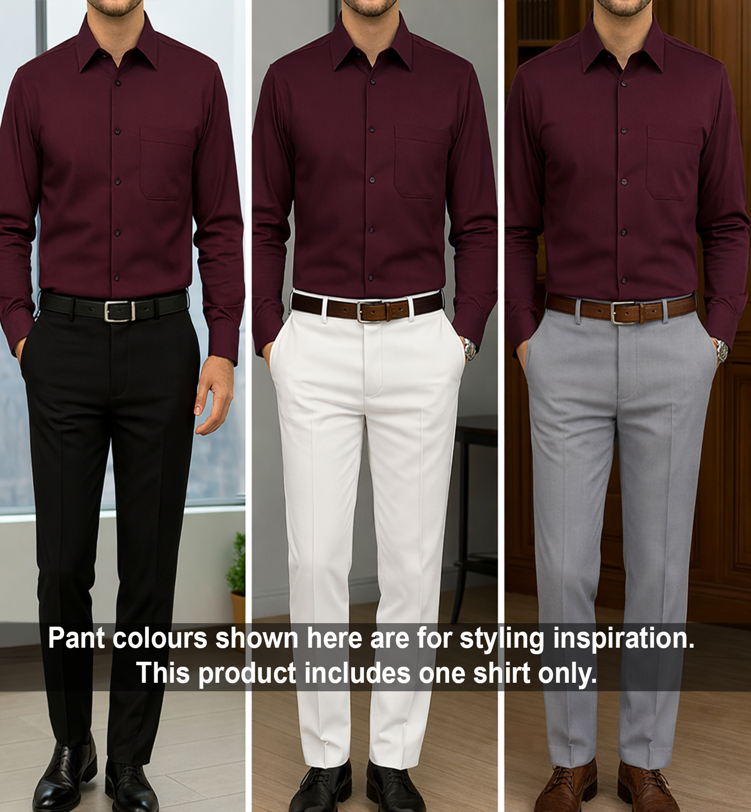 Platinum Cotton Satin Formal Shirt for Men - with Pocket | Wine