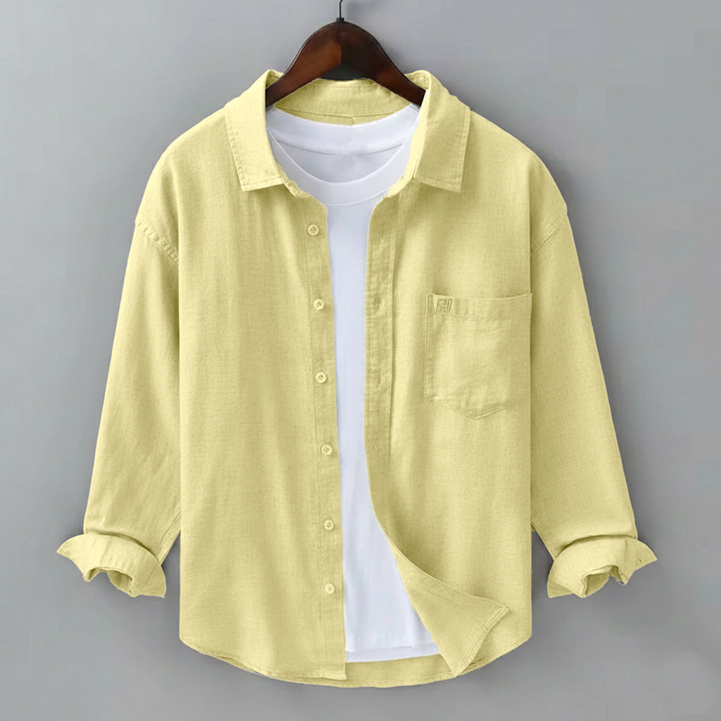 FINE LINEN SHIRTS FOR MEN (Full Sleeves)-Yellow