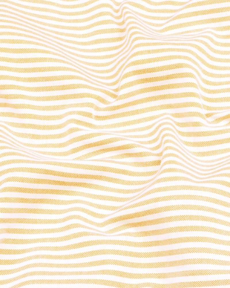 Cotton Stripe Shirt for Men |Slim fit | Yellow