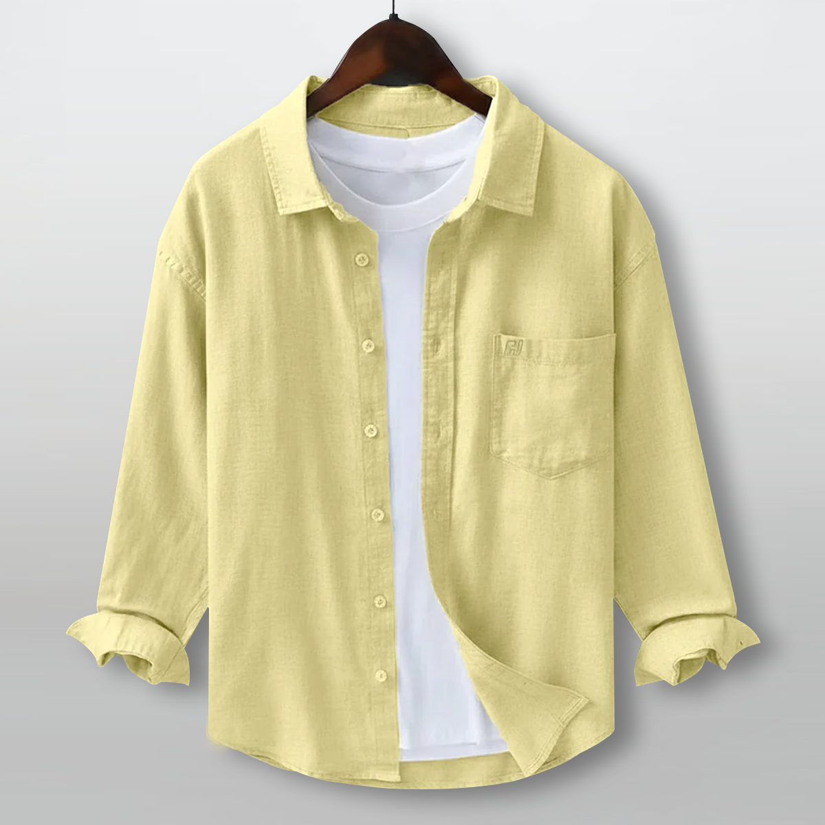 FINE LINEN SHIRTS FOR MEN (Full Sleeves)-Yellow Filo Hevis