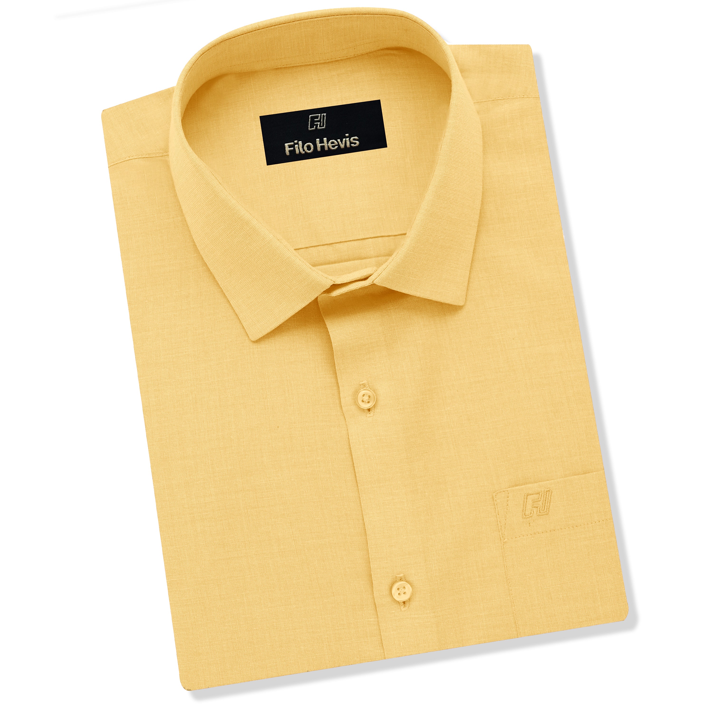 Filafil Fabric Regular Fit Single Pocket Formal Shirt Full Sleeve - Yellow