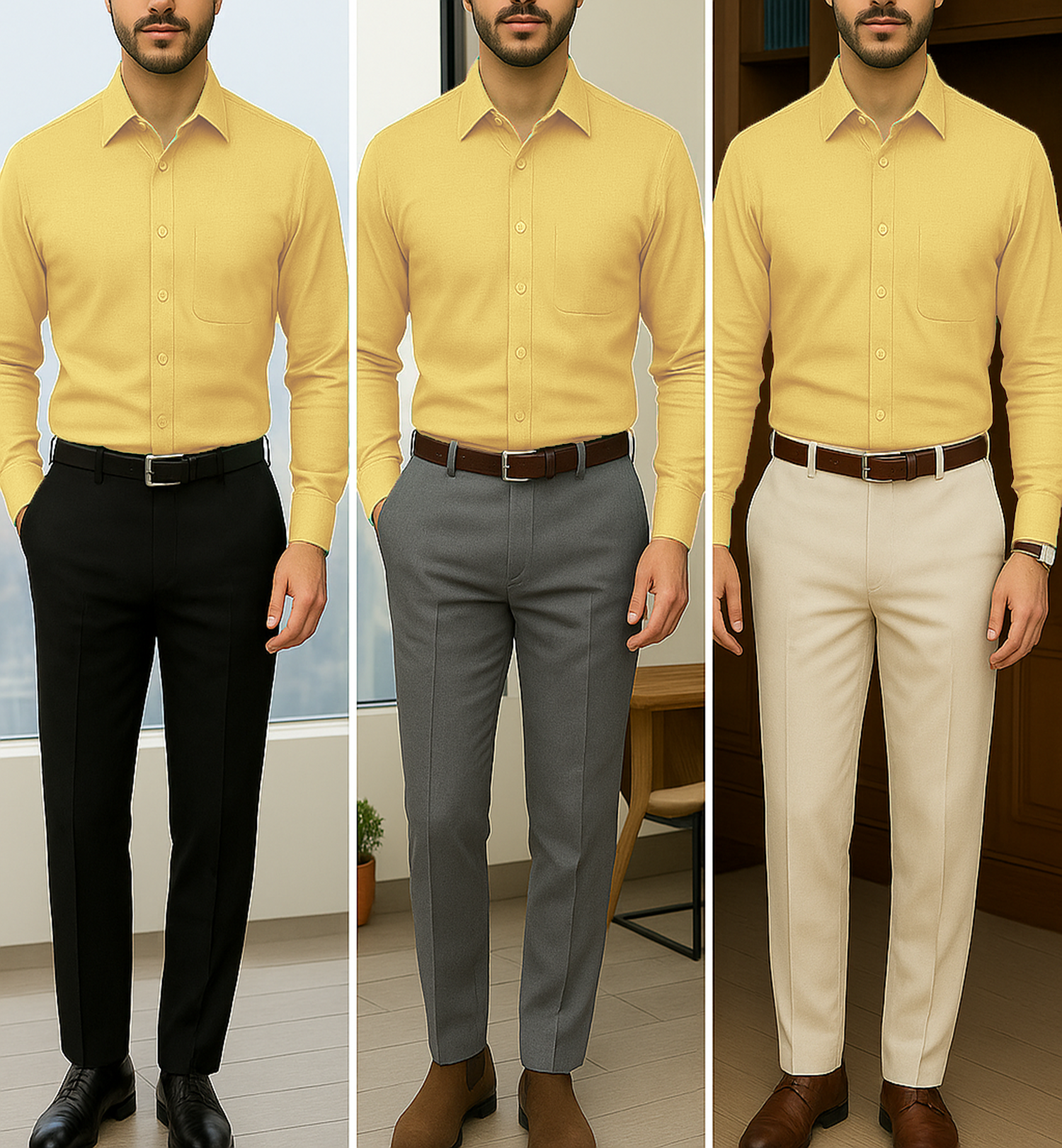 Filafil Fabric Regular Fit Single Pocket Formal Shirt Full Sleeve - Yellow