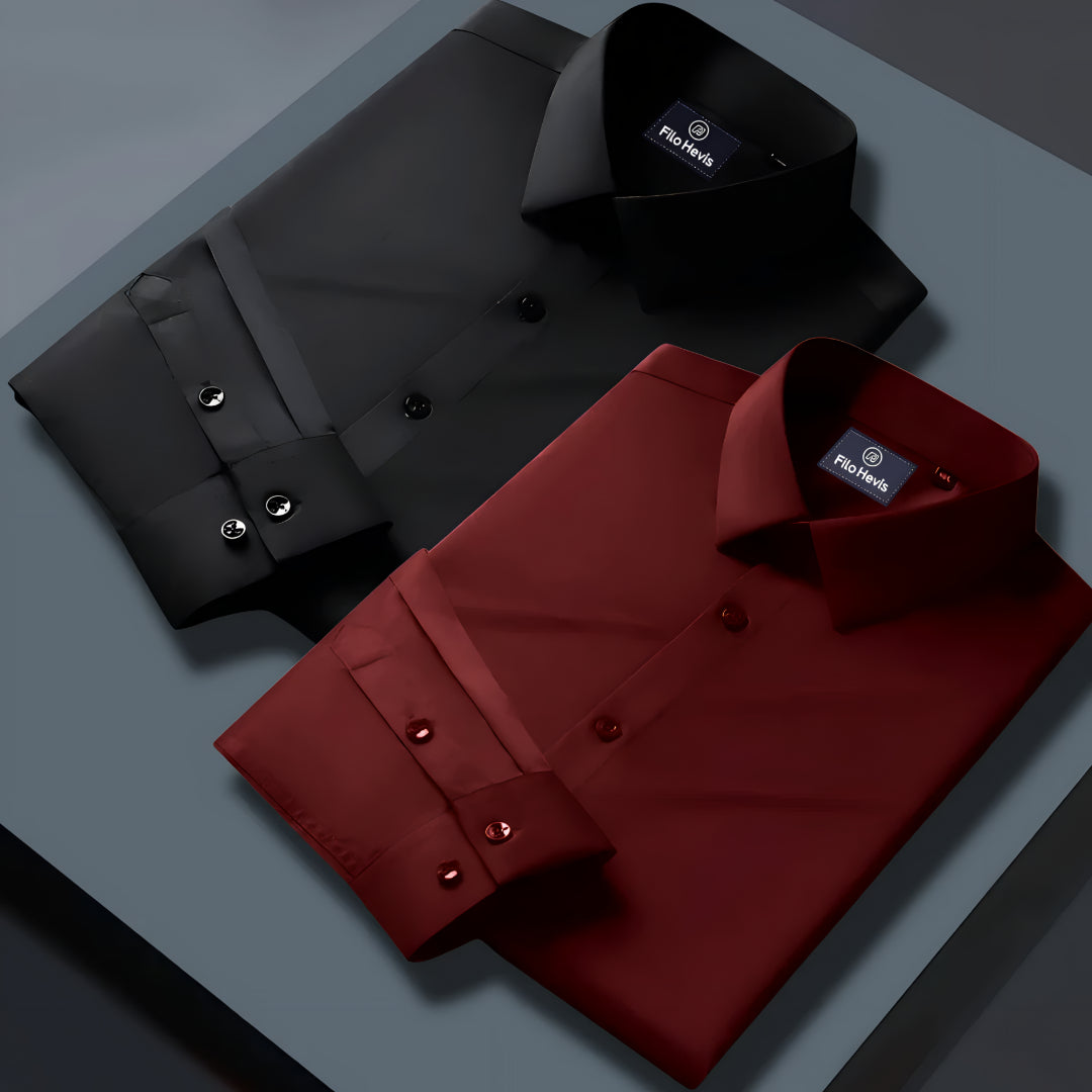 Combo of 2 Formal shirts Black & Maroon Colour
