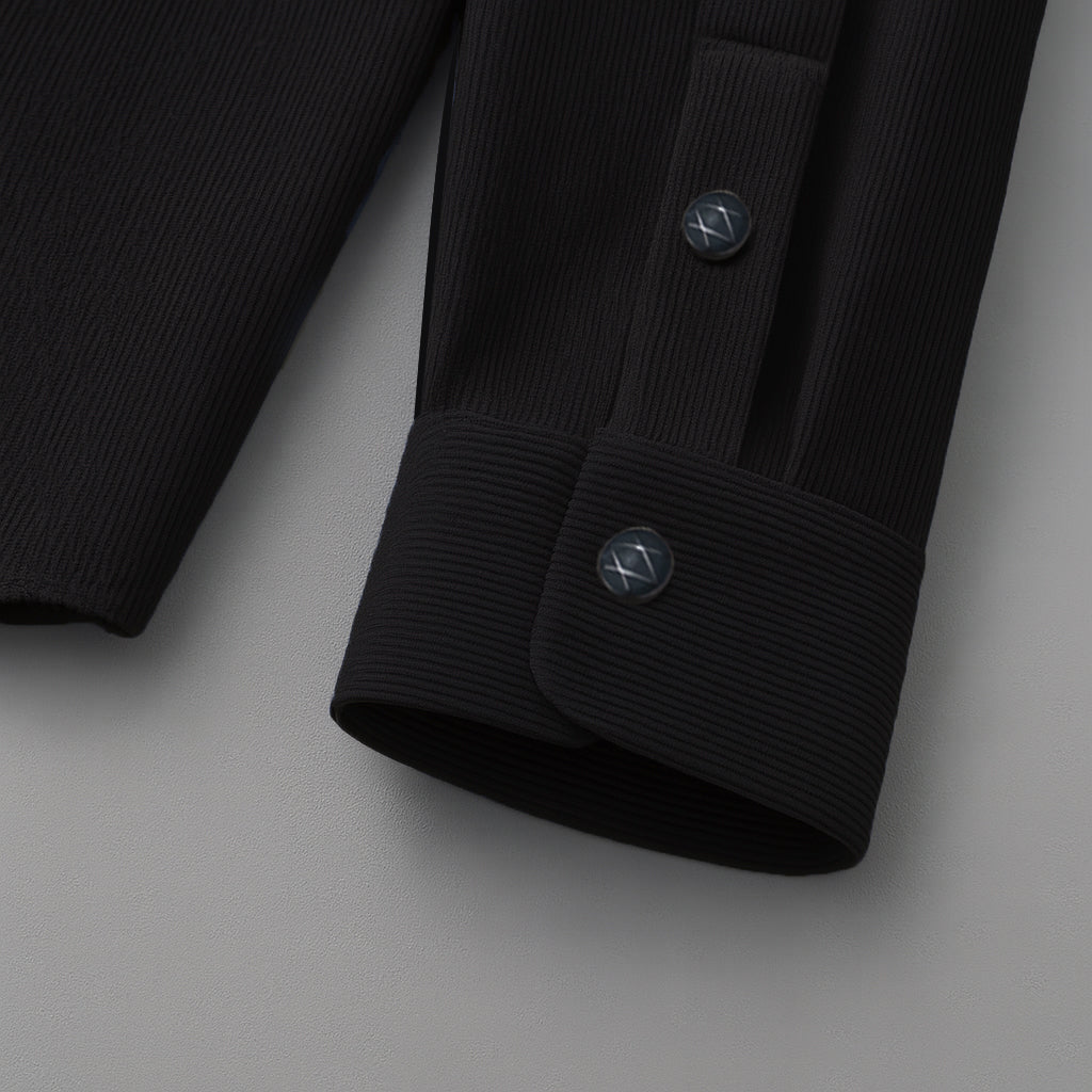 Men's Corduroy Shirt | Double Pocket Casual Shirt for Men | Full Sleeve 21-Wales Corduroy Shirt-Black
